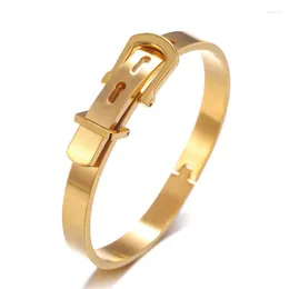 Bangle Luxury Gold Color 316L Stainless Steel Bracelet Open Cuff Titanium Love Men Women Buckle Bangles Jewelry Gifts