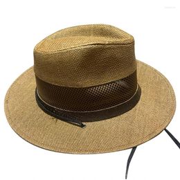 Berets Outdoor Beach Seaside Sun Hat Shade Breathable Straw For Men Women Summer Fishing Trekking Collapsible Mesh Fisherman Caps