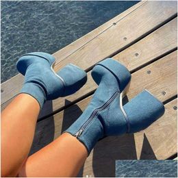 Sandals Ankle Boots Women Fashion High Platform Shaped Heel Chunky Heels Zipper Designer Shoes 44 Drop Delivery Dhdjz