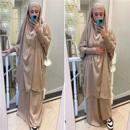 Ethnic Clothing Robe For Women 2 Piece Set Muslim Prayer Garment Hijab Dress Abaya Long Khimar Ramadan Gown Abayas Dubai Islamic Sets