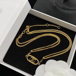 Victory Gate Classic Series Necklace For Womens Collarbone Chains Designers Pig Nose Shape Necklaces Female Gold Double Chain Necklet Engagement Jewellery