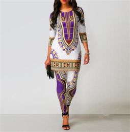 African Drs for Women 2020 News Top Pants Suit Dashiki Print Ladies Clothes Robe Africaine Bazin Fashion Clothing T2006303455419