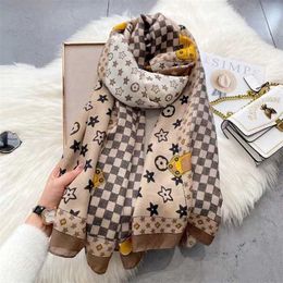 12% OFF scarf Live Classic Letter Cotton Hemp Printed Scarf for Women in Autumn and Winter Donkey Home Five Point Star Shawl