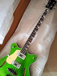 Bass Left-Handed 4-strings Vintag Green gloss Semi-Hollow HH Pickups Electric guitar