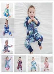 Baby Boys Girls Sleepwear Autumn Long Sleeve Bamboo Print Zipper Romper Baby Boy Clothes3675832