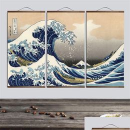 Paintings Posters And Prints Painting Wall Art Japanese Style Ukiyo E Kanagawa Surf Canvas Pictures For Living Room 210310 Drop Delive Dhrqz