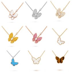 S925 Fashion 4Four Leaf Clover Necklace Female Summer Rose Gold Butterfly Pendant Clavicle Chain4182878