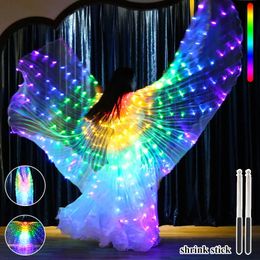 LED Butterfly Glowing Wing Dance Colorful Lighting Cloak Performance Costumes with Telescopic Festival Party Carnival Decor Prop 231227