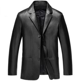 Men Leather Jackets Genuine Sheepskin Coats Suits ThreeButton Autumn Casual Mens Plus Size Outwear 231227