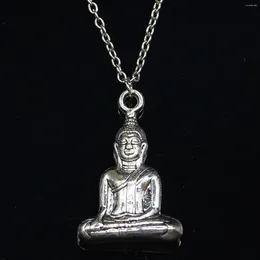 Chains 20pcs Fashion Necklace 35x23mm Meditate Buddha Pendants Short Long Women Men Colar Gift Jewelry Choker