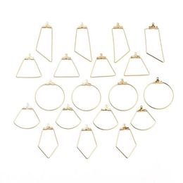 about 20pcs box 304 Stainless Steel Hoop Earrings Rhombus Trapezoid Sector Ring Trapezoid For Dangle Earring Jewellery Making255M