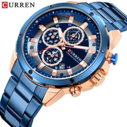 Men's Luxury Brand watch CURREN New Fashion Casual Sports Watches Mens Quartz Stainless Steel Band Wristwatch Male Clock Relo3093