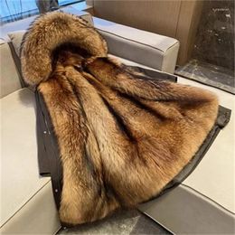 Women's Fur 2024 Mink Detachable Inner Liner Fashionable And Versatile High-end Black Red Good-looking Long Jacket Commuting
