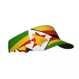 Berets Sports Sun Cap Adjustable Visor UV Protection Top Empty Tennis Golf Running Sunscreen Hat Zimbabwe Flag