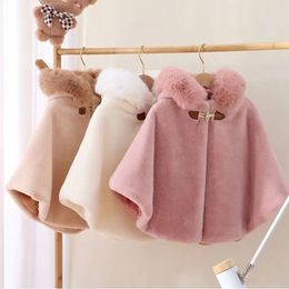 Baby Kids Clothes Girl Cloak Windproof Shawl Coat Autumn And Winter Clothing Children Thickened Hooded Jacket for 1 6 Years old 231228
