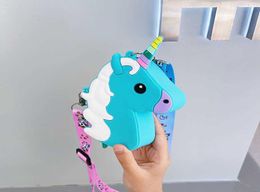 Kids Purse Handbags Cartoon Unicorn Children039s Bag Cute Versatile Children Coin Wallet Summer Candy Color Silicone Messenger 6747497