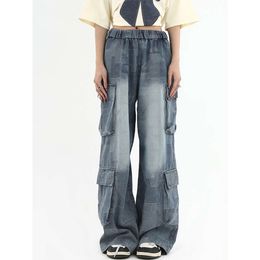 Damen Vintage Cargo Koreanische Y2k Baggy Mit Weitem Bein Haruku Jahre Streetwear bergroe Jeans Hose Sommer