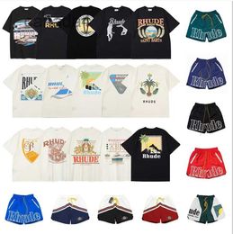 Designer Mens T-shirts Rhude Short Sleeve Shirts Cotton Tee Casual Shorts Quick Drying Breathable Mesh Short S-xl LN9C