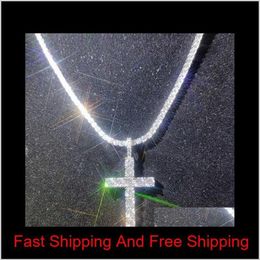 Shining Diamond Stone Cross Pendants Necklace Jewellery Platinum Plated Men Women Lover Gift Couple Religious Jewellery Hnakt Davor190q