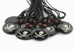 Fashion Whole lot 12pcsLOT Cool Boy Men039s Handmade Round Dog Pirate Skull Charm Pendants Necklace Halloween Gift MN38260766