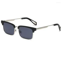 Sunglasses High Quality Square Women Metal Half Frame Glasses Vintage Brand Sun For Men Shades Female Eyewear
