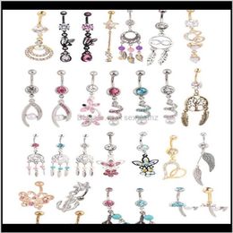 Bell Rings Wholes 20Pcs Mix Style Belly Button Body Piercing Dangle Navel Ring Beach Jewellery Cluic243S