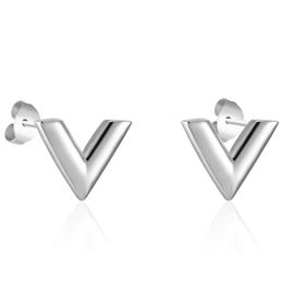 Women stainless V Shapped stud earrings female wedding Jewellery day gift2917