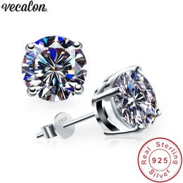 Classic 4 claws earring 3ct Diamond 925 Sterling silver Party wedding Stud Earrings for women Fashion Jewelry275w