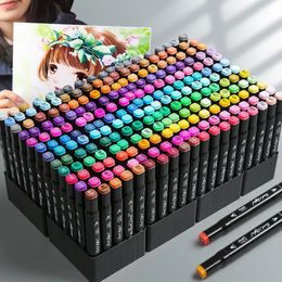Double Headed Marker Set Colouring Markers Drawing Alcohol Marker Oily Sketching Draw Aesthetic School Supplies Stationery 231227