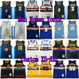 Custom XS-6XL Throwback Retro 1991-92 Basketball 55 DikembeMutombo Jersey 2006-07 Classic Vintage 3 AllenIverson 15 CarmeloAnthony Jersey Man Women Kid Youth