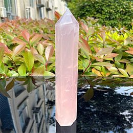 Natural Crystal Pink crystal pillar Statue Carving Quartz Handmade Crafts Reiki Gem Gift Home
