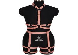 Belts Goth Pink Leather Harness Ring Bondage Waist Dance Rave Full Body Garter Belt Sexy Cage Bra Lingerie Suspender Shapewear7995541