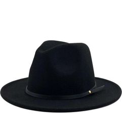 Simple Women Men Wool Vintage Gangster Trilby Felt Fedora Hats With Wide Brim Gentleman Elegant Lady Winter Autumn Jazz Caps4687786581134