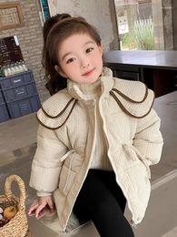 Down Coat Girls' Thickened Cotton Padded Winter Western Style 2023 Children's Online Red Cinched Cotton-Padded Baby Girl Top