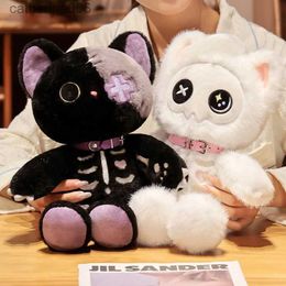 Stuffed Plush Animals Kawaii Devil Skeleton Cat Plush Toy Cartoon Stuffed Animal Cute Horror Monster Gothic Skull Kitten for Kids Halloween Xmas GiftsL231228