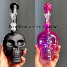 Purple skull glass bongs dab rig small water pipe mini with bowl perc 14 mm joint free shipping recycler oil rigs heady glass