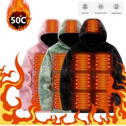 9 Heat Areas Heated Hoodie 3 Gear Temperature Smart Heated Coat Electric Heated Jackets Washable USB Charging for Outdoor Sports 231228