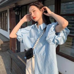 Women's Blouses Shirts For Women Fashion 2023 Student Chic Pure Colour Baggy Femme Holiday Sweet Soft Summer Ins Streetwear Puff Sleeve