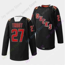 Ice Hockey Jersey TROUT Size S-3XL Youth Adult Black All Ed Embroidery