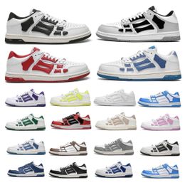 designer sneaker skel top low casual shoes bone sneaker skeleton flat sports trainer genuine leather luxury women and men fashion black white sneaker trainers