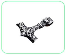 Vintage Men039s Stainless Steel Pendant Necklace Engraving Viking Hammer Mjolnir Norse Jewelry2369315