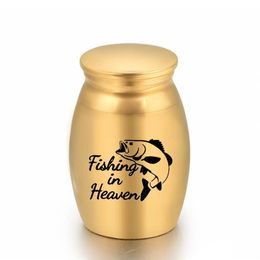 Cremation Urns Ashes Holder Keepsake Pet Memorial Mini Urn Jar Funeral Urn Pendant - Fishing in Heaven 25x16mm215L
