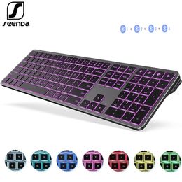 MultiDevice Rechargeable Keyboard Bluetooth Backlit Wireless Compatible for Laptop Tablet iPad 231228