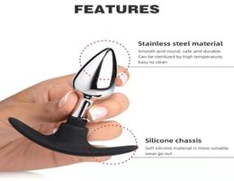 Massage 3 Size Silicone Handle Metal Anal plug Prostate Massager Female Masturbator Replaceable Base Butt Plug Pussy Sex Toys for 3973177