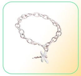wedding Dragonfly shrimp thick 925 silver charm bracelets 8inchs GSSB282women039s sterling silver plated jewelry bracelet7612712