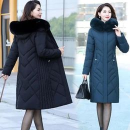 Women's Trench Coats Middle-Aged Women Winter Cotton Padded Jacket Long Mother Clothing Fashion Ladies Warm Thicken Parka