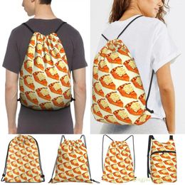 Shopping Bags Unisex Drawstring Pumpkin Pie Pattern Women Backpacks Men Outdoor Travel Training Fitness Bag
