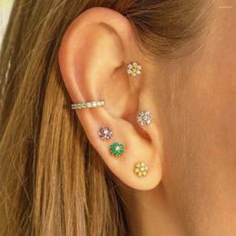 Stud Earrings SIPENGJEL Fashion Colourful Shiny Zircon Ear Stainless Steel Spiral For Women Jewellery Gift