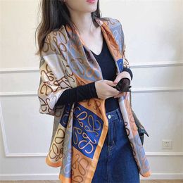 20% OFF scarf Fashion Geometric Printing Simulation Silk Scarf Women's and Fashionable Tourism Outwear Shawl Dual-purpose Accessories
