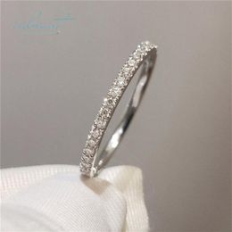 inbeaut 18K White Gold Plated Pass Diamond Test Round Excellent Cut 0 1 ct Micro D Colour Ring 925 Siver Party Jewellery 210924274t